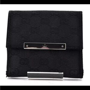 Gucci Black compact Wallet with Silver Accent